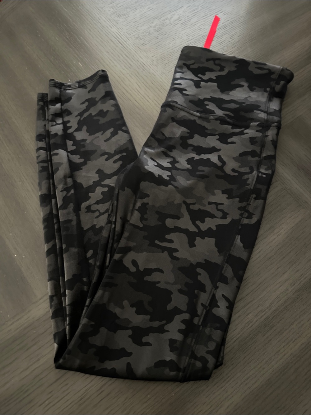 SPANX High-Waist Camouflage Leggings - Black & Gray